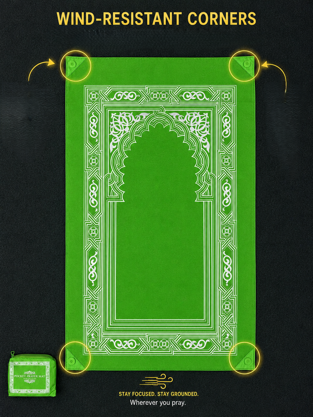 Portable Pocket Prayer Mat - 50 Pack – Lightweight Foldable Travel Salah Rug with Carry Pouch - Water-Resistant - Wholesale Only