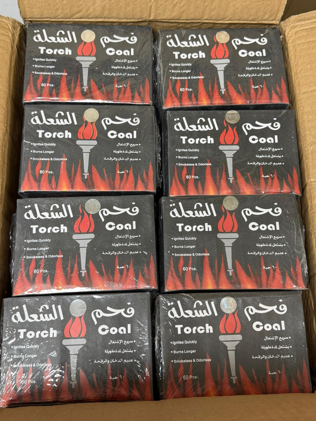 Torch Coal Charcoal Tablets – 24 Pack Case (15 Bars), Long Lasting, Smokeless Coal (Wholesale Only)
